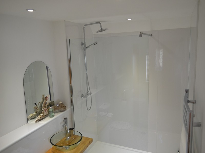 large shower room with walk in shower